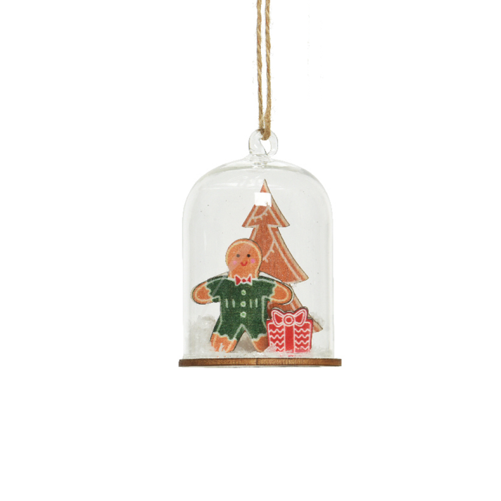 Kerstornament - Stolp met gingerbread poppetje - Groen