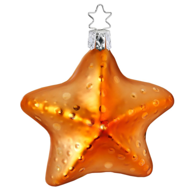 Inge Glas kerstornament - Zeester - Oranje