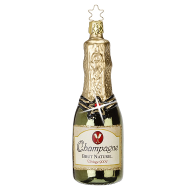 Inge Glas glazen kerstornament - Champagnefles