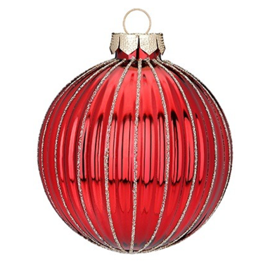 Inge Glas kerstbal - Met glitter lijnen - 8cm