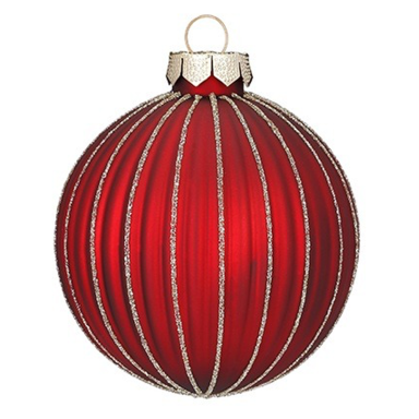 Inge Glas kerstbal - Met glitter lijnen - 8cm