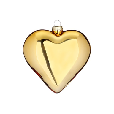 Glazen kerstornament - Hart - Goud - Glans - 8cm