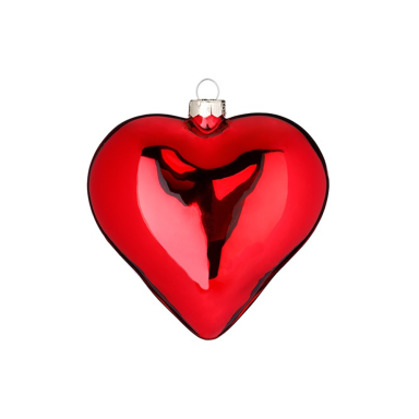 Glazen kerstornament - Hart - Rood - Glans - 8cm