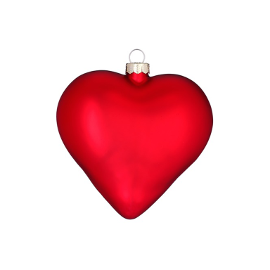 Glazen kerstornament - Hart - Rood - Mat - 8cm