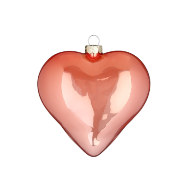 Glazen kerstornament - Hart - Licht roze - Glans - 8cm