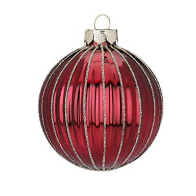 Inge Glas kerstbal - Met glitter lijnen - 6cm