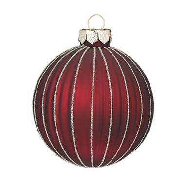 Inge Glas kerstbal - Met glitter lijnen - 6cm