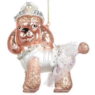 Goodwill glazen kerstornament - Hond in baljurk - 11,5cm