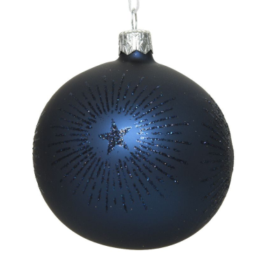 Decoris kerstbal - Met glitter sterren - 8cm
