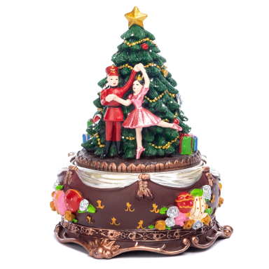Goodwill muziekdoos - Kerstboom ballerina en notenkraker - Rood en groen