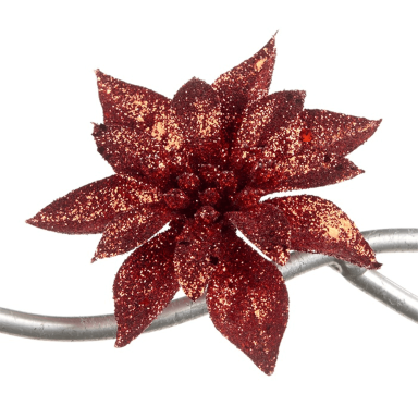 Poinsettia - Op clip - Met glitters