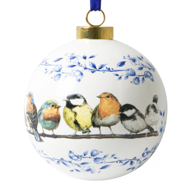 Heinen kerstbal - Met bosvogels - 8cm