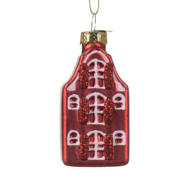 Decoris kerstornament - Grachtenpand - Rood