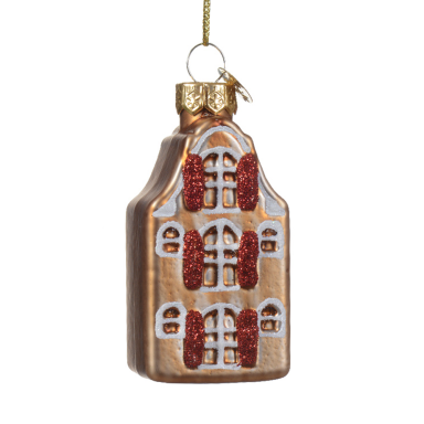 Decoris kerstornament - Grachtenpand - Bruin