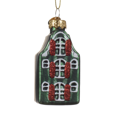 Decoris kerstornament - Grachtenpand - Groen