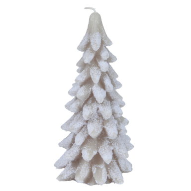 Kaars - Kerstboom - Licht grijs - 16cm