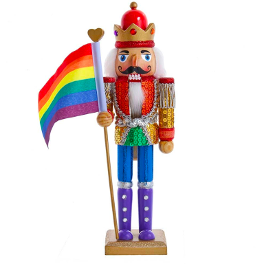 Kurt Adler houten notenkraker - Met regenboog vlag - Pride - 30cm