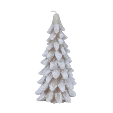 Kaars - Kerstboom - Licht grijs - 12cm