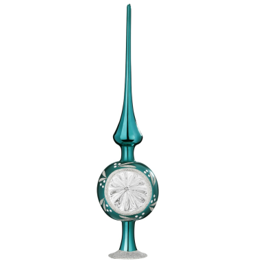 Glazen piek - Turquoise - Met hulsttakken - 33cm