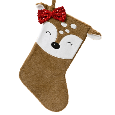 Decoris kerstsok - Rendier - Met strik