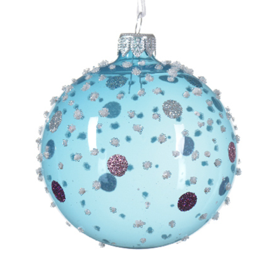 Glazen kerstbal - Met glitters - 8cm