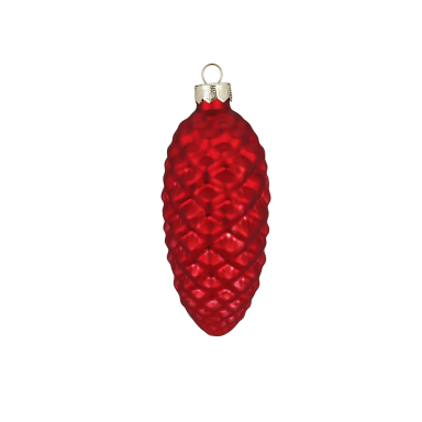 Glazen kerstornament - Dennenappel - Mat rood - 10cm