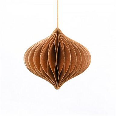 Only Natural papieren honeycomb kerstbal - Olijf-vorming - Goud - 7,5cm