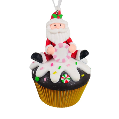 Kurt Adler kerstornament - Cupcake met kerstman
