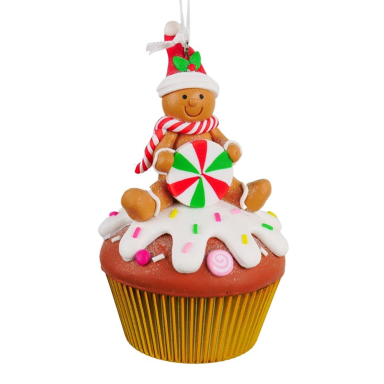Kurt Adler kerstornament - Cupcake met gingerbread poppetje