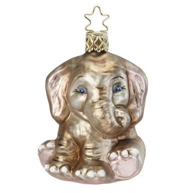 Inge Glas glazen kerstornament - Olifant - Beige