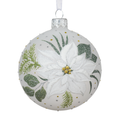 Decoris kerstbal - Met poinsettia - 8cm