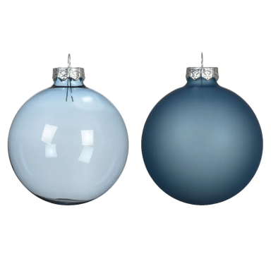 Decoris kerstballen - IJsblauw - Set van 4