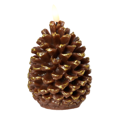 Lumineo LED kaars - Dennenappel - Bruin - 13cm