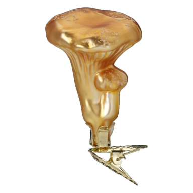 Inge Glas glazen kerstornament - Cantharel - Op klip - Goud