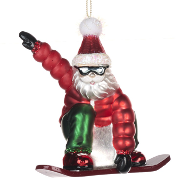 Goodwill kerstornament - Kerstman op snowboard