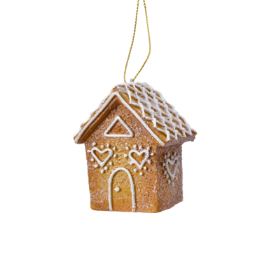 Kerstornament - Gingerbread huis - Met witte versiering