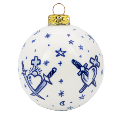 Royal Delft kerstbal - Schiffmacher tattoo - 7cm