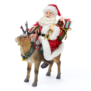 Kurt Adler Fabriché kerstbeeld - Kerstman op rendier