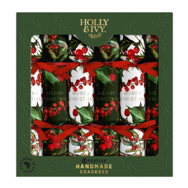 Holly & Ivy Christmas crackers - Holly & Berry Sprigs - Set van 6