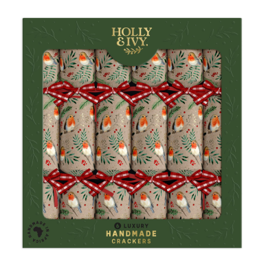Holly & Ivy Christmas crackers - Robin - Set van 6