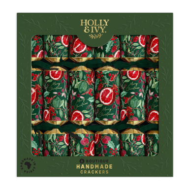 Holly & Ivy Christmas crackers - Rich pomegranate - Set van 6