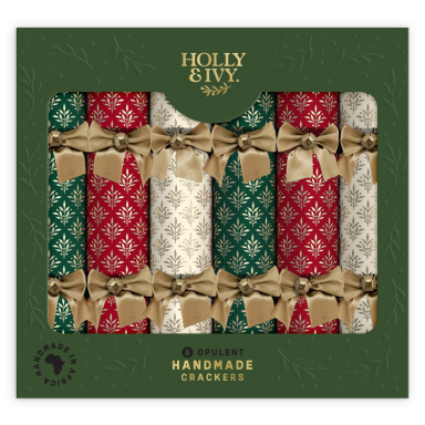 Holly & Ivy Christmas crackers - Traditional damask - Set van 6