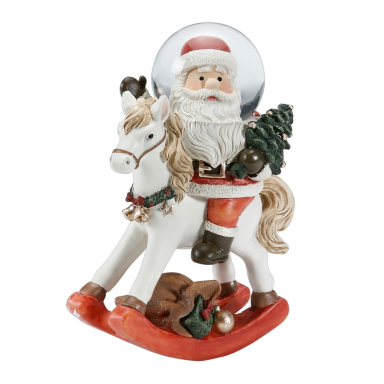 Inge Glas sneeuwbol - Hobbelpaard met kerstman