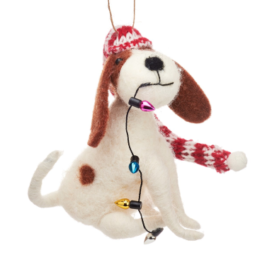 Sass & Belle kerstornament - Hond met kerstlichtjes