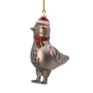 Sass & Belle kerstornament - Duif met kerstmuts