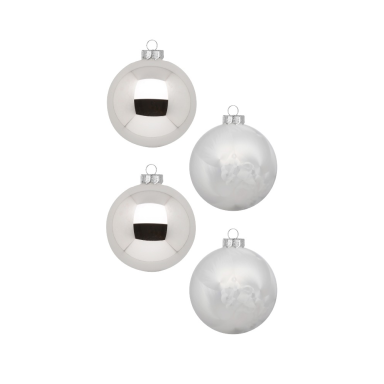 Inge Glas glazen kerstballen - Set van 12 - Frost  en zilver - 8cm