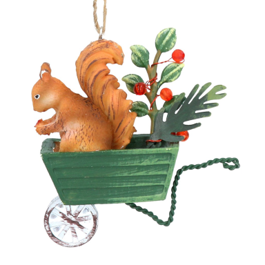 Gisela Graham kerstornament - Kruiwagen met eekhoorn