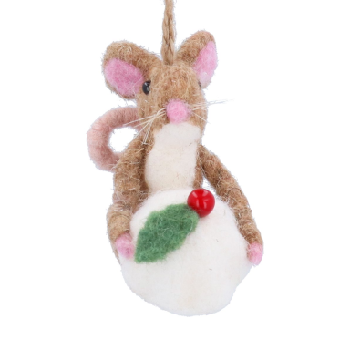 Gisela Graham kerstornament - Muis met pudding