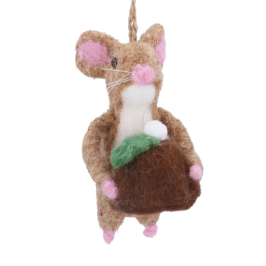 Gisela Graham kerstornament - Muis met pudding
