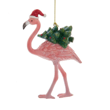 Kurt Adler kerstornament - Flamingo met kerstboom